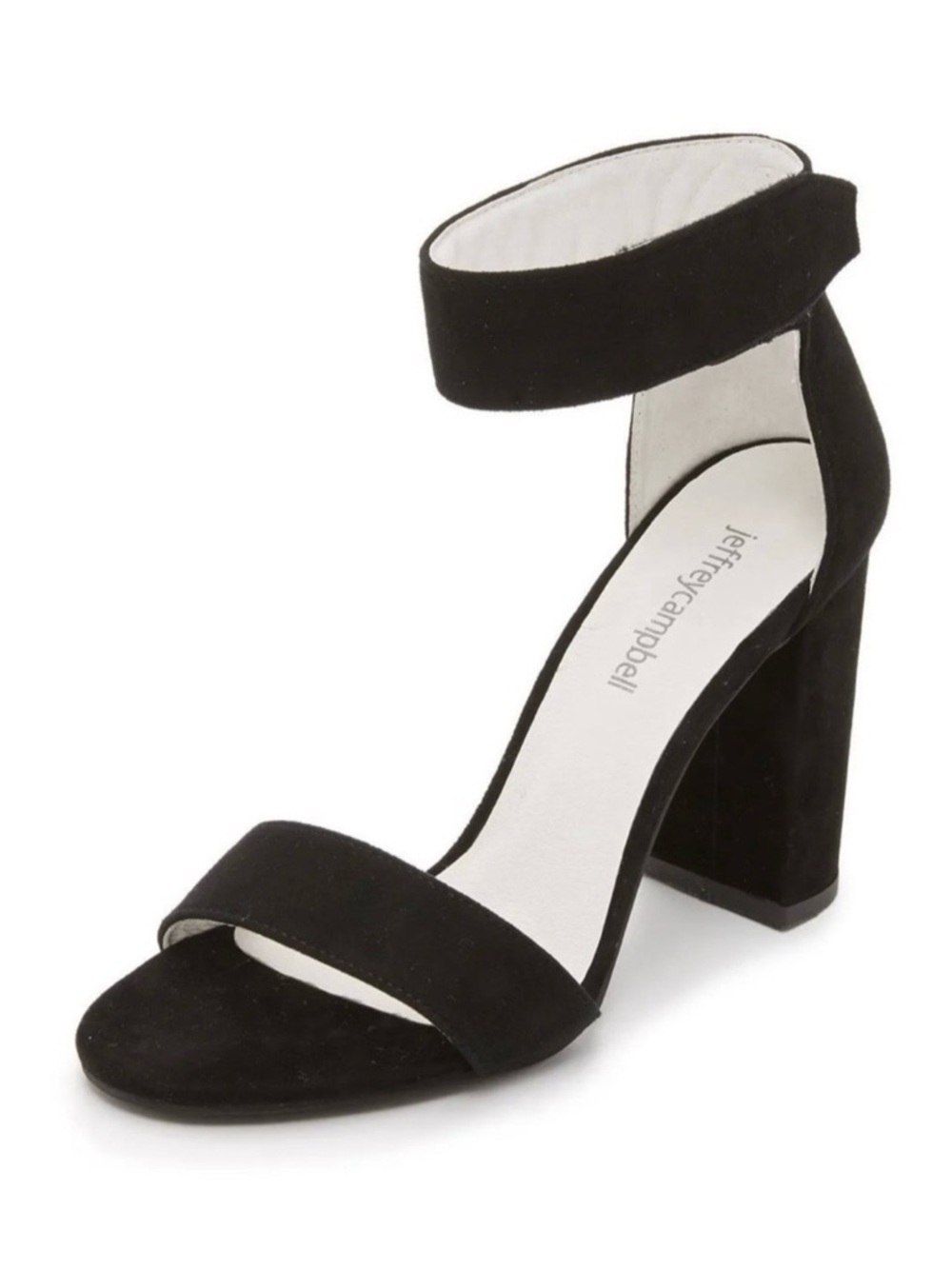 Jeffrey Campbell Black Suede Ankle-Strap Block Heel - Lindsay size 7